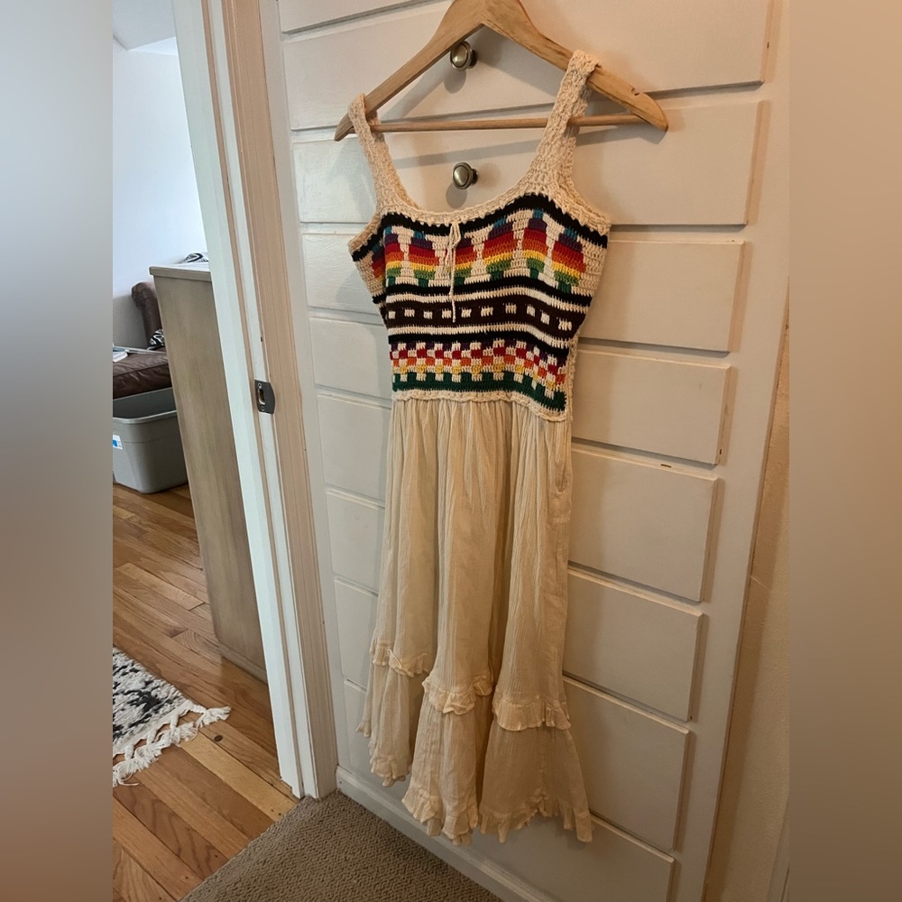 IRIE CROCHET// vintage 70s embroidered gauze dress